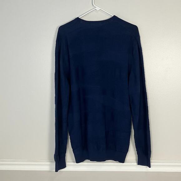 ALFANI Textured Crew Neck Long Sleeve Cotton Sweater Navy Blue Mens Size XL - Picture 4 of 5